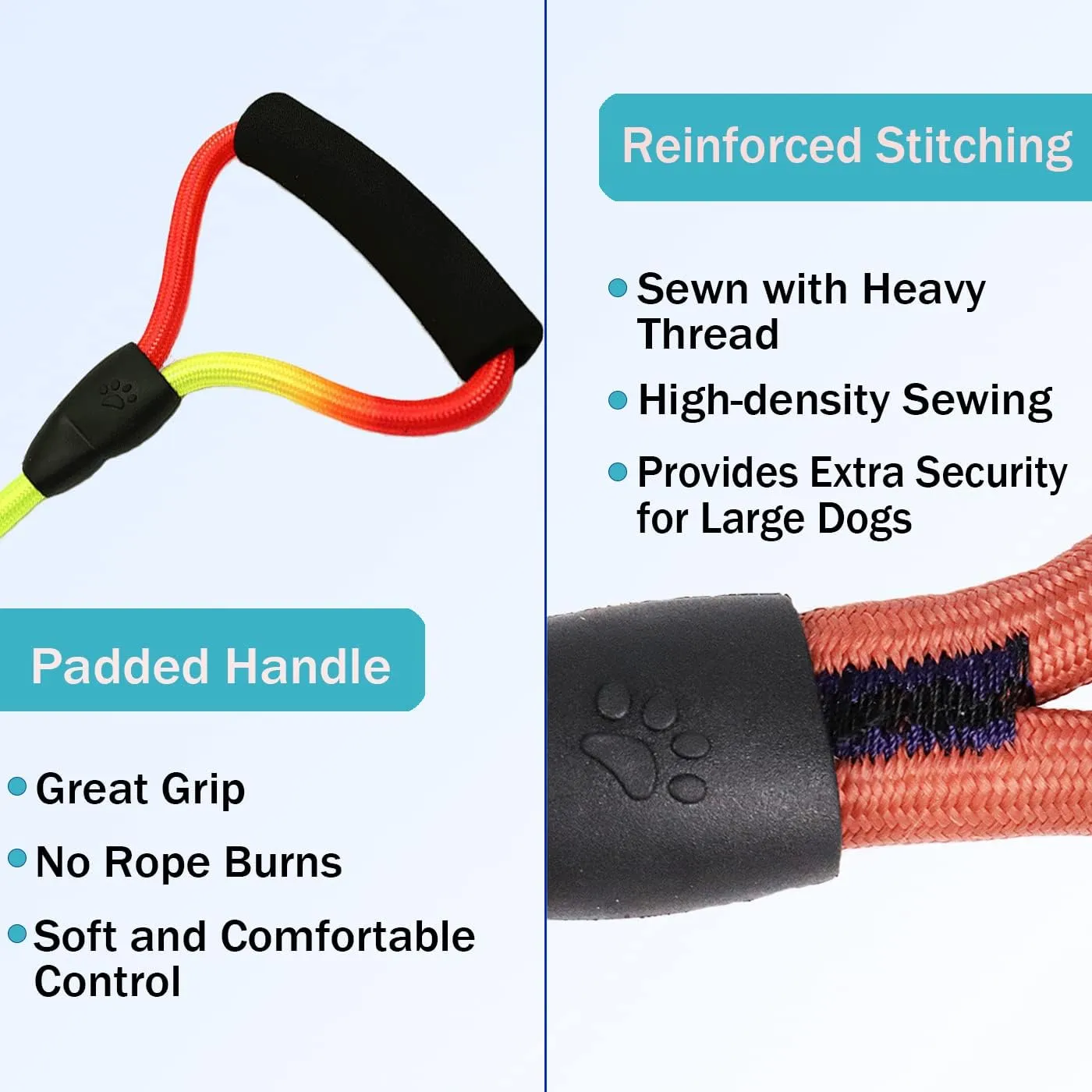 3 Dog Leash No Tangle Heavy Duty Detachable 360 Swivel Device Multiple Dog Leash with Padded Handle for Two/Three Pets (20-150 Lbs)