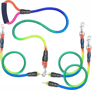 3 Dog Leash No Tangle Heavy Duty Detachable 360 Swivel Device Multiple Dog Leash with Padded Handle for Two/Three Pets (20-150 Lbs)