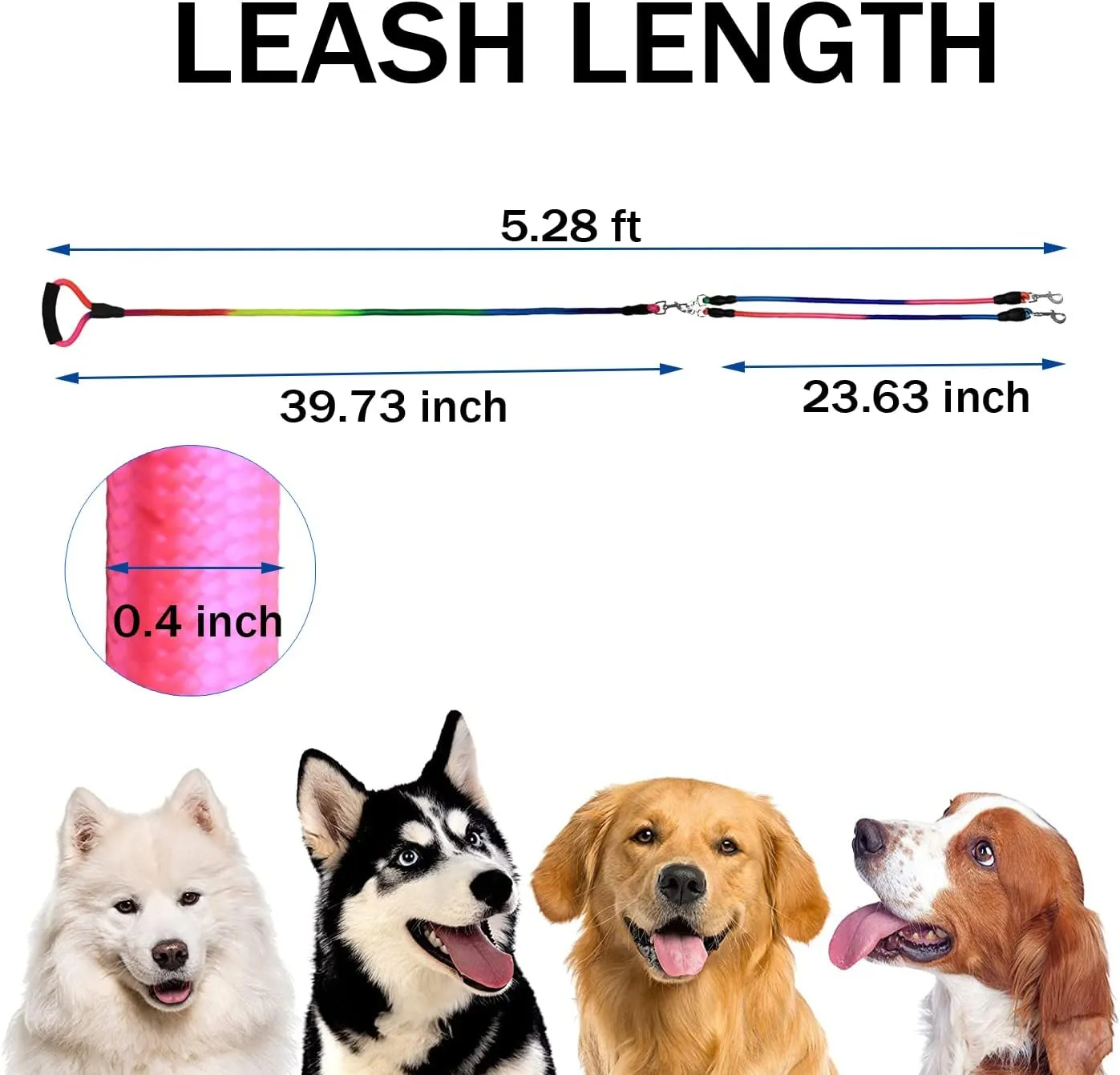 3 Dog Leash No Tangle Heavy Duty Detachable 360 Swivel Device Multiple Dog Leash with Padded Handle for Two/Three Pets (20-150 Lbs)