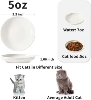 3 PCS Ceramic Cat Bowls, 5.5 in Pet Bowl Cat Dishes for Food and Water, Cat Food Bowls Set Small Dog Dish
