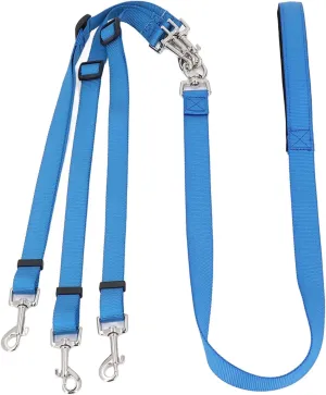 3 Way Dog Leash, Multipurpose Thickened Nylon Detachable Adjustable Nylon Dog Coupler Leash with Padded Handle, Dog Coupler Braid Leash No Tangle Pet Leash for Walking Training(Blue)