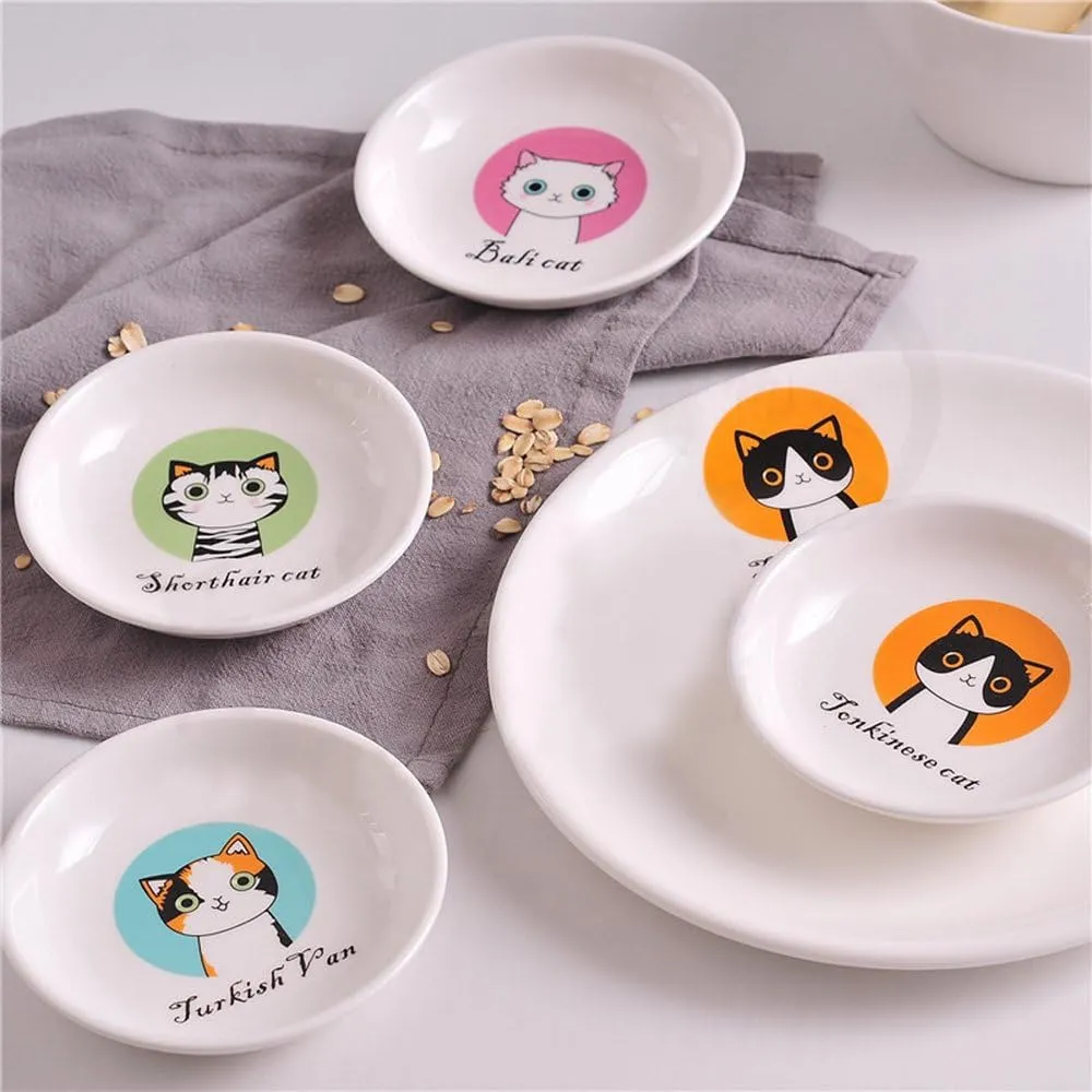 4pcs Ceramics Cat Dinner Plate Seasoning Dishes Sushi Dipping Bowl Appetizer Plate Dessert Plate,Home Decoration
