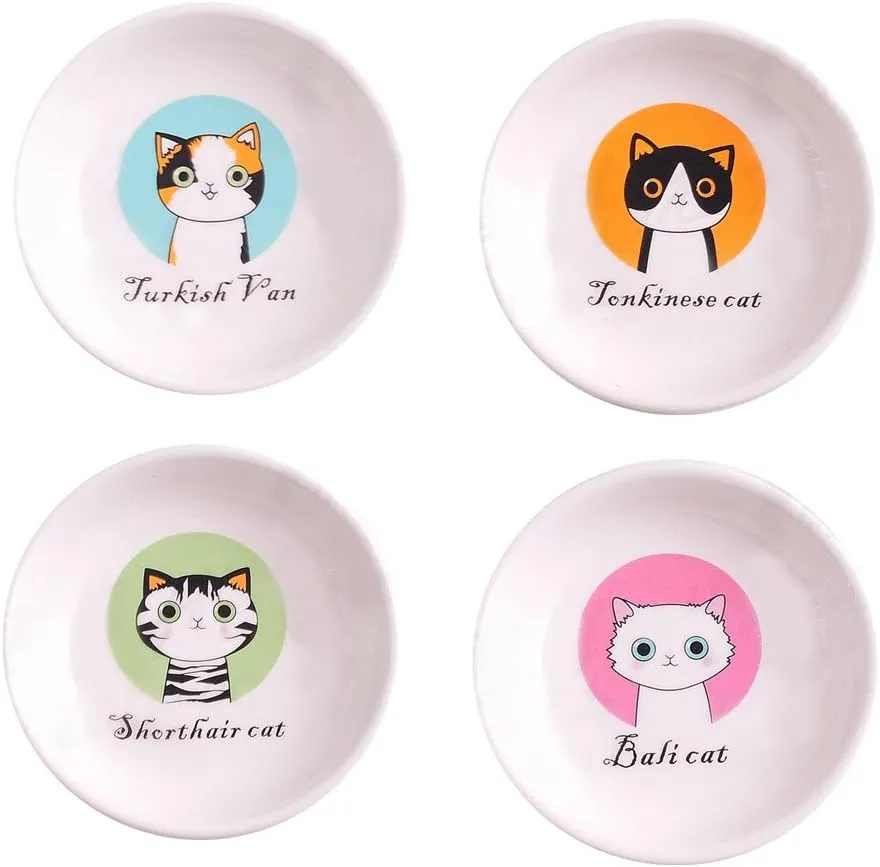 4pcs Ceramics Cat Dinner Plate Seasoning Dishes Sushi Dipping Bowl Appetizer Plate Dessert Plate,Home Decoration