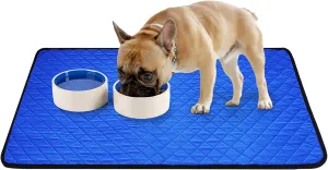 Absorbent Dog Bowl Mat - 2 Pack of 31x36 Inch Washable, Leakproof, Non-Slip Multi-Purpose Pet Mat - Puppy Pee Pad & Kitten Playpen Mats - Cat Food Feeding Mat