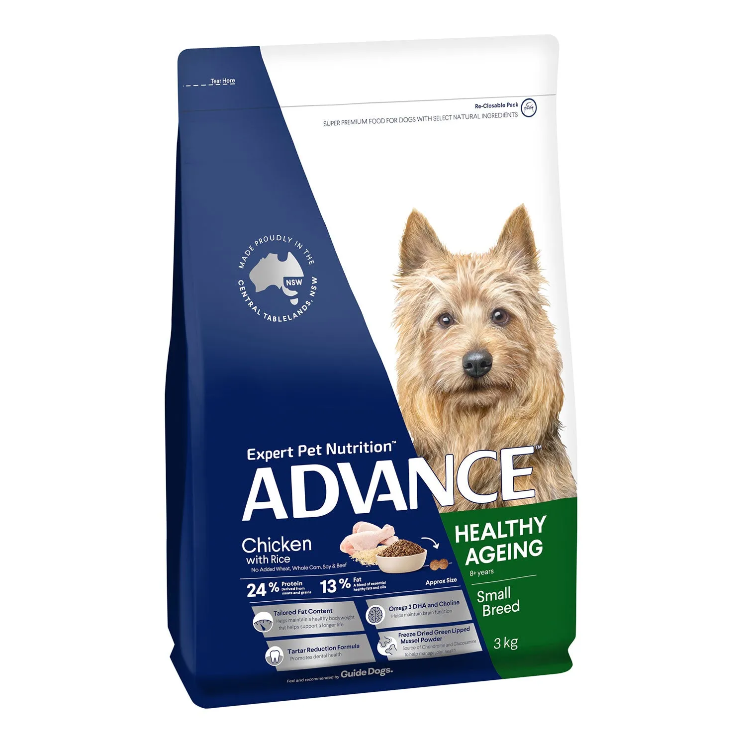 Advance Small Breed Healthy Ageing Chicken & Rice Adult Dry Dog Food 3kg
