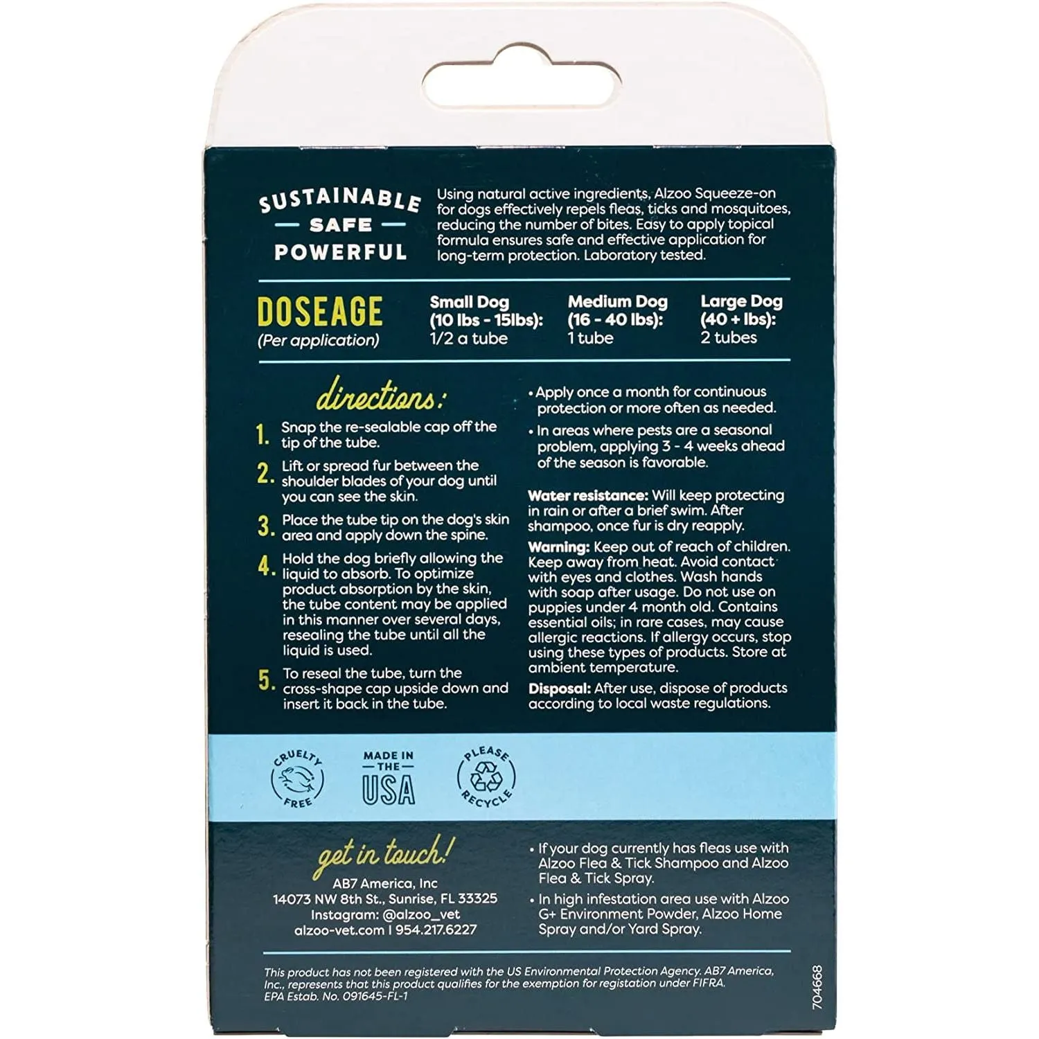 ALZOO Flea & Tick Repellent Squeeze-On for Dogs - Pack of 3