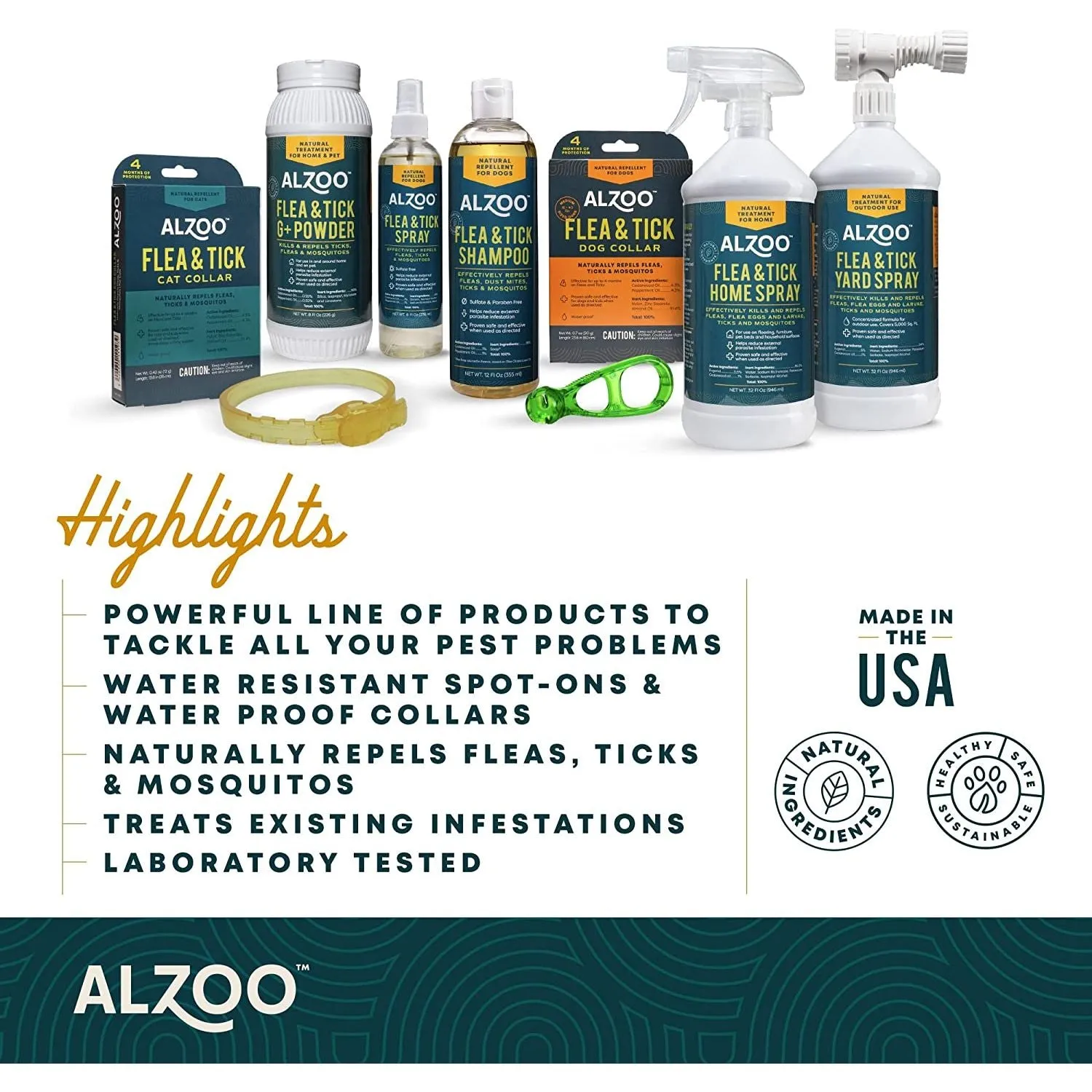 ALZOO Flea & Tick Repellent Squeeze-On for Dogs - Pack of 3
