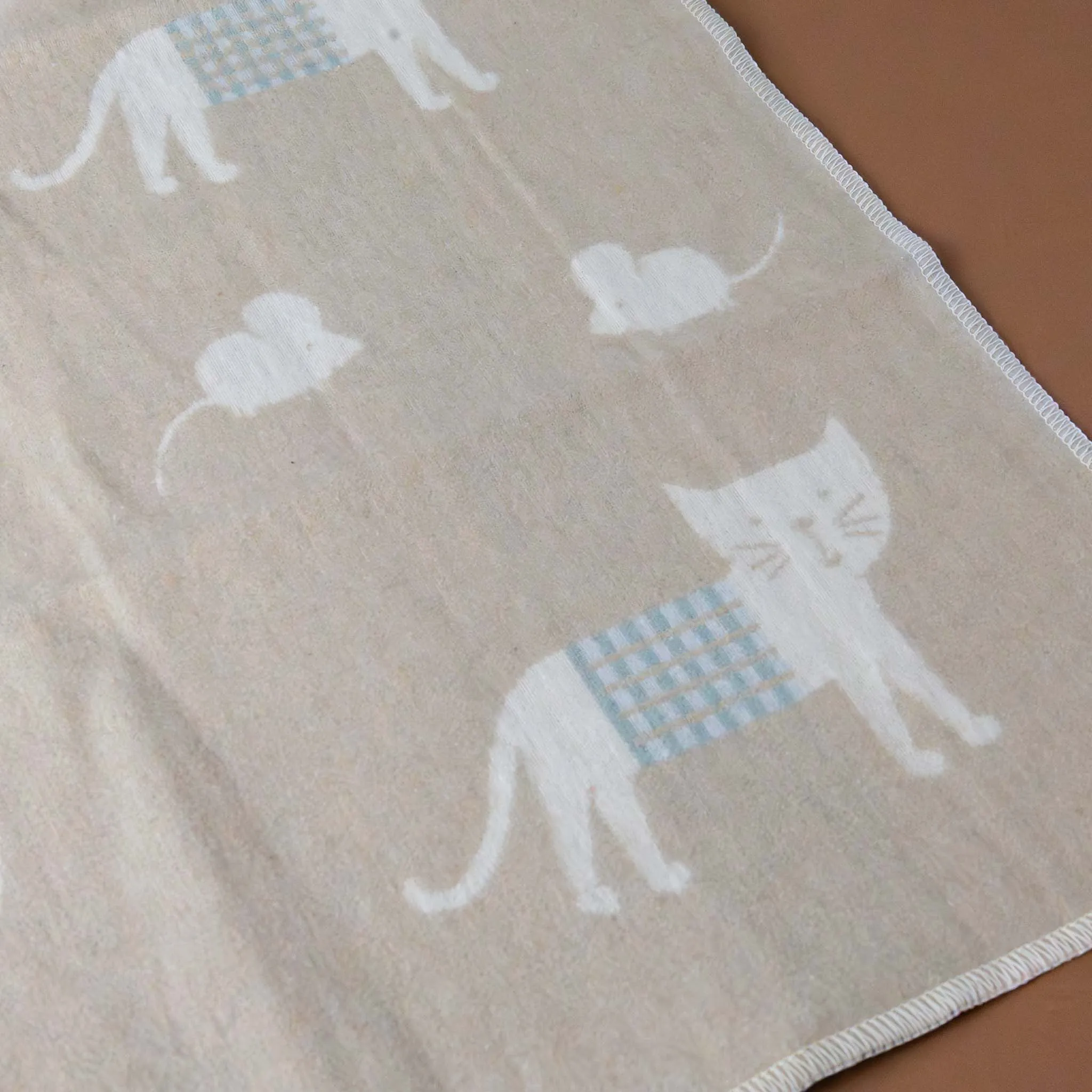 Baby Blanket | Stripey Cat - Ecru