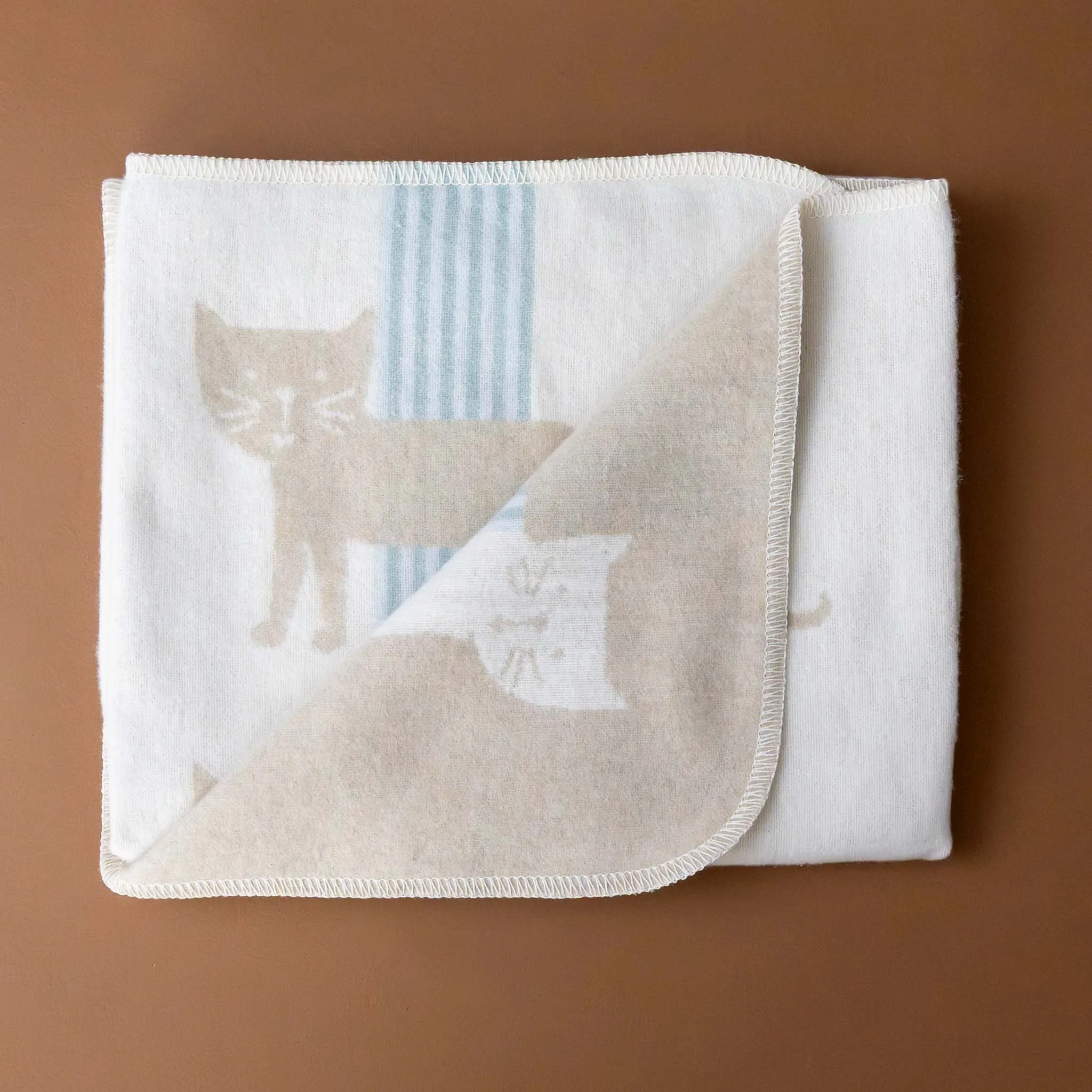 Baby Blanket | Stripey Cat - Ecru
