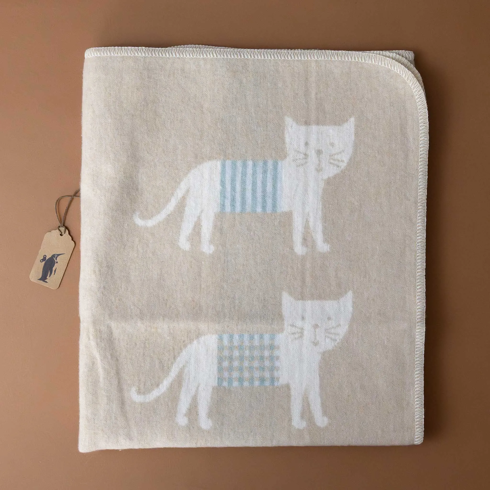 Baby Blanket | Stripey Cat - Ecru