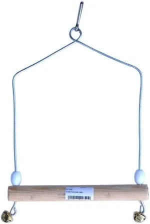 Bird Cage Swing Metal with Wooden Stand Aviary Parrot Parakeet Toy (Large (11"x8"))