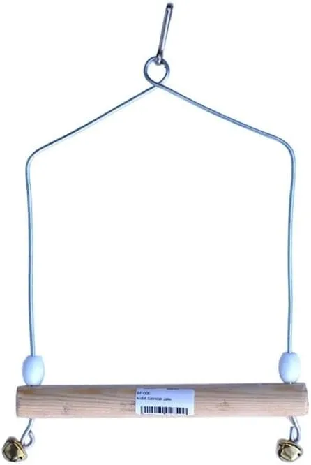 Bird Cage Swing Metal with Wooden Stand Aviary Parrot Parakeet Toy (Large (11"x8"))