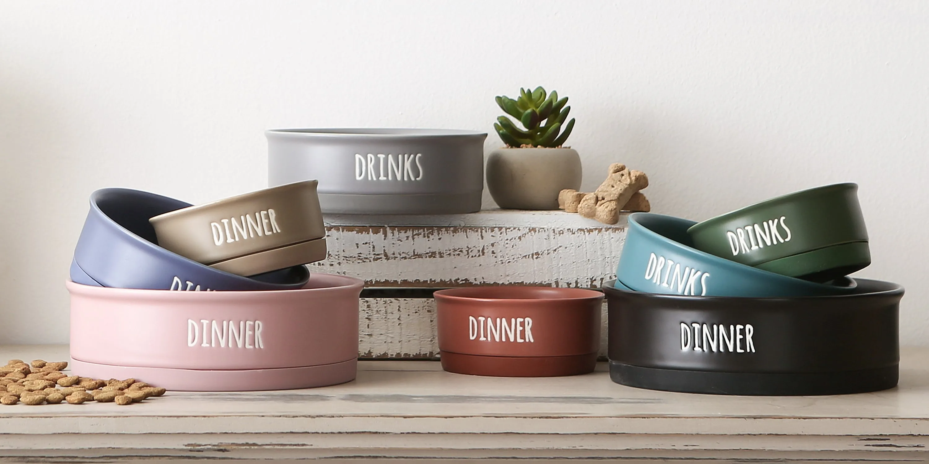 Black Dinner Drinks & Dessert Pet Bowl Set of 2, Medium - 1.5 C. Capacity