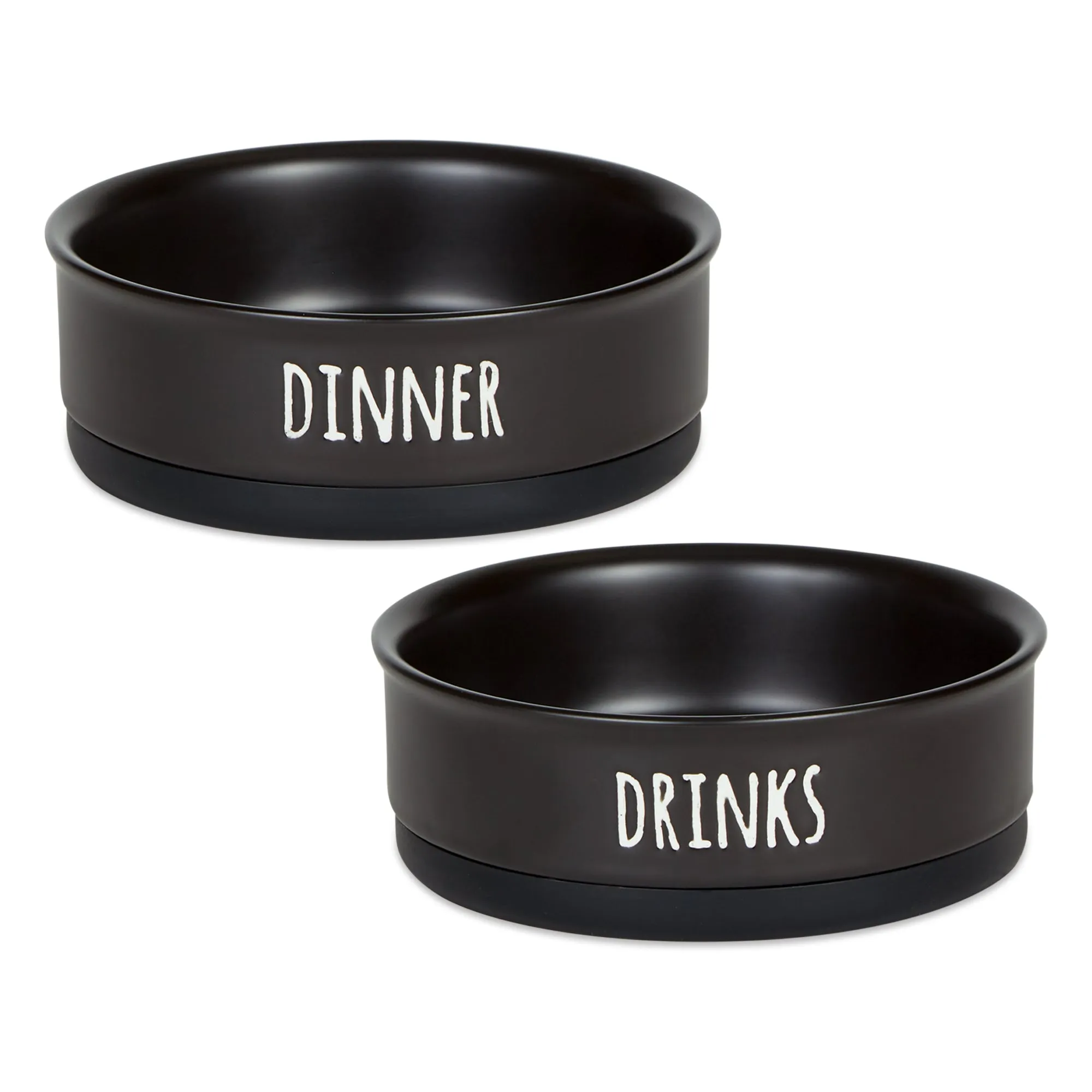 Black Dinner Drinks & Dessert Pet Bowl Set of 2, Medium - 1.5 C. Capacity