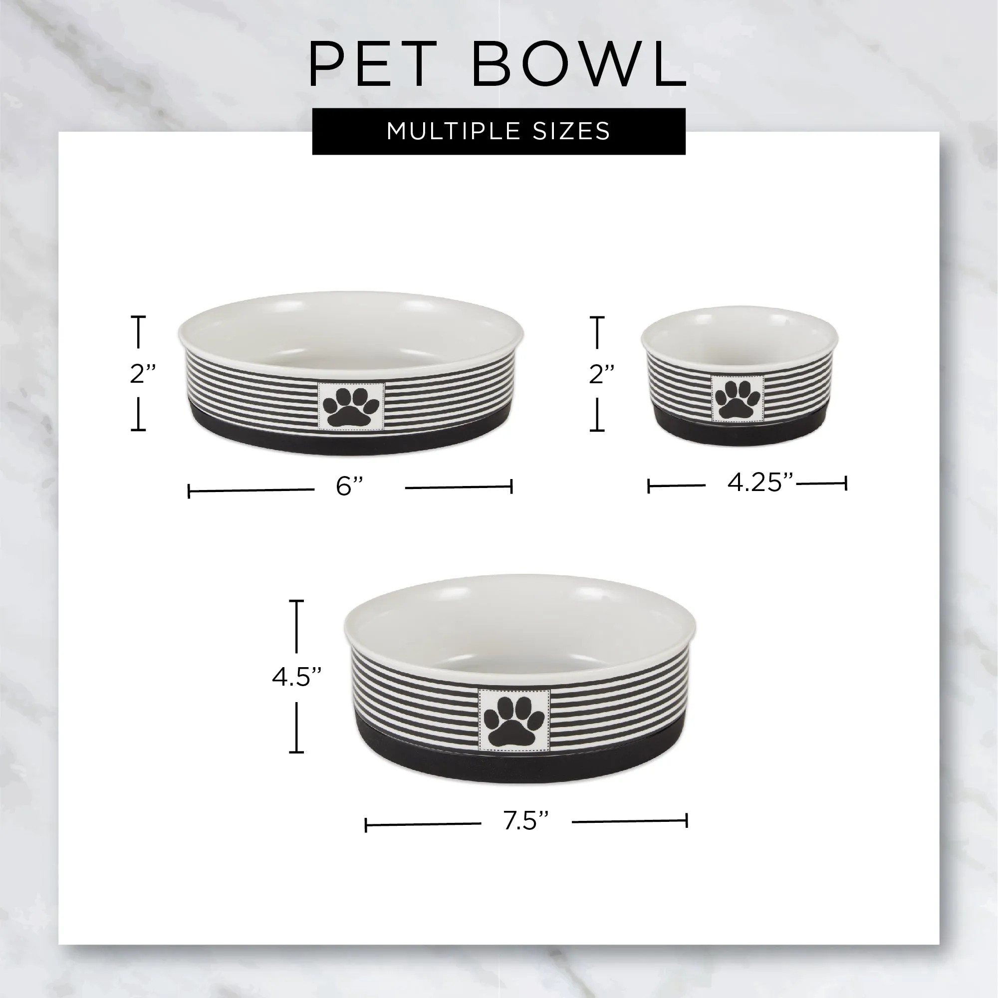 Black Dinner Drinks & Dessert Pet Bowl Set of 2, Medium - 1.5 C. Capacity