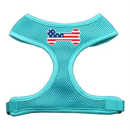 Bone Flag USA Screen Print Soft Mesh Harness Aqua Small