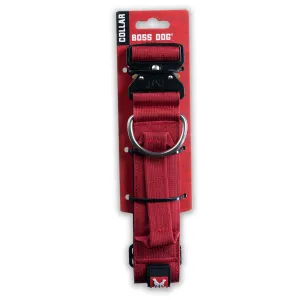 Boss Dog Tactical Collar 1.5" Wide 17"-22" Large Solid Red