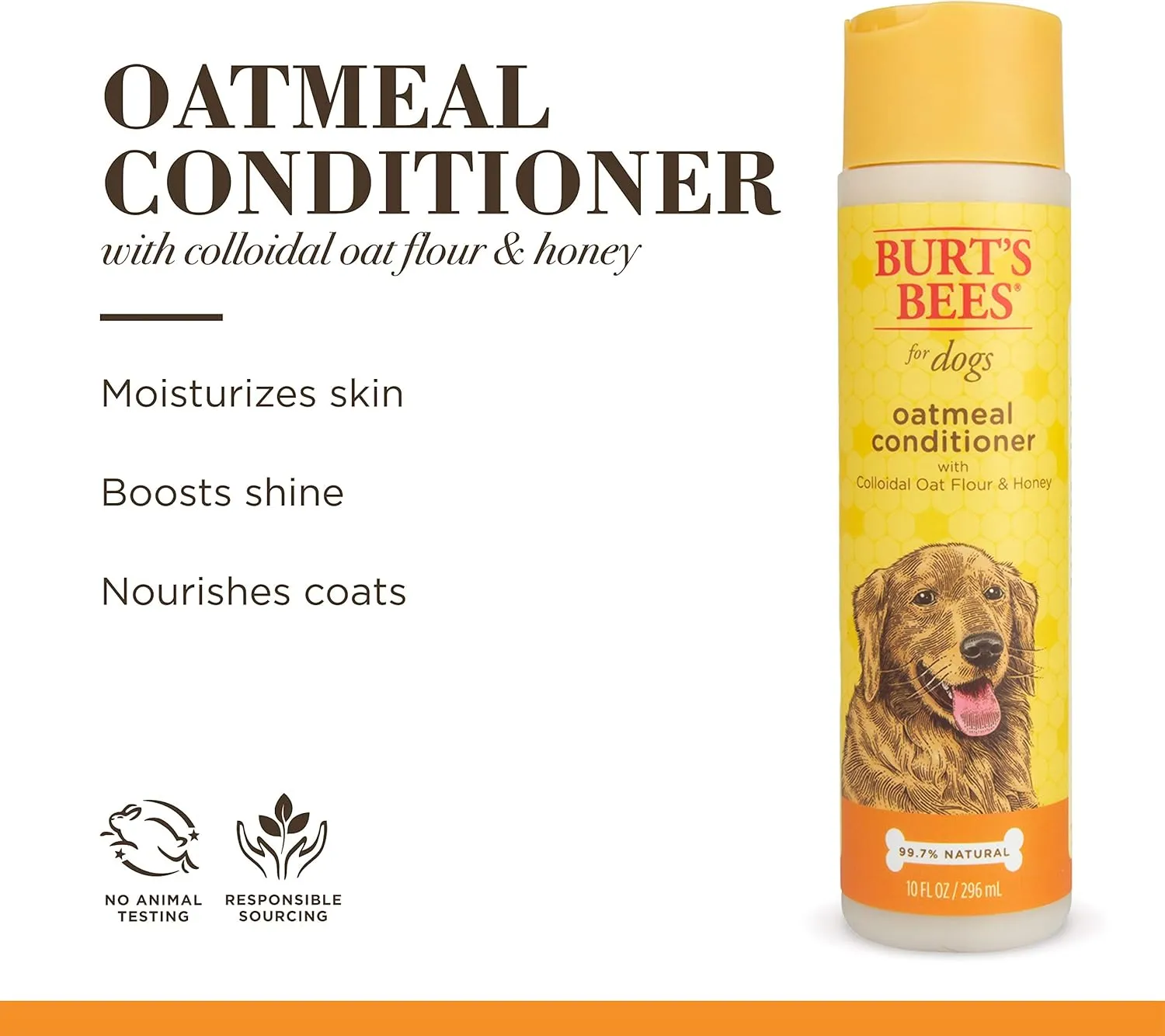 Burt's Bees for Pets Naturally Derived Oatmeal Conditioner with Colloidal Oat Flour & Honey - Dog Oatmeal Shampoo - Cruelty Free, Made in the USA - 10 Oz - 6 Pack