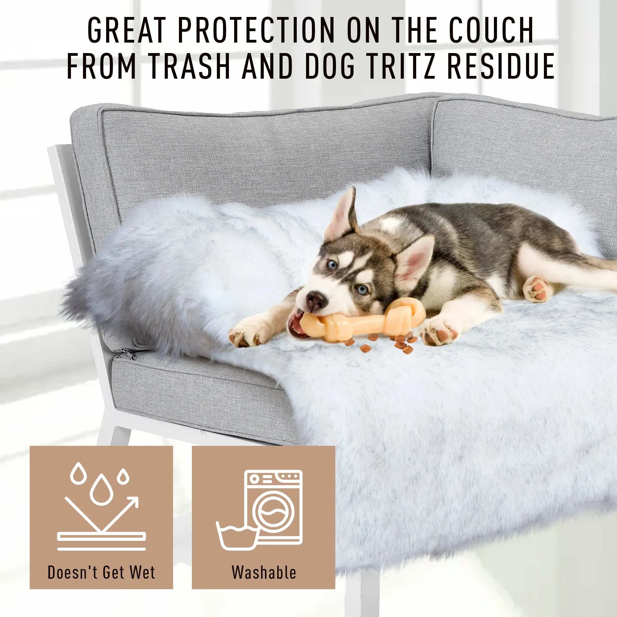 CALMING Fur Dog Bed Sofa Protector, Bed Protector,Waterproof Pet Couch Cover for Dogs