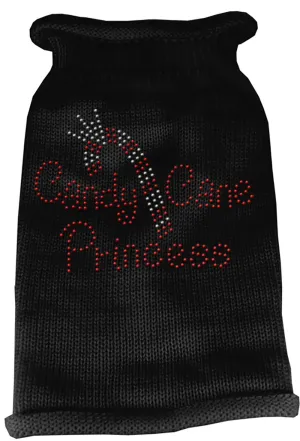 Candy Cane Princess Knit Pet Sweater XS Black