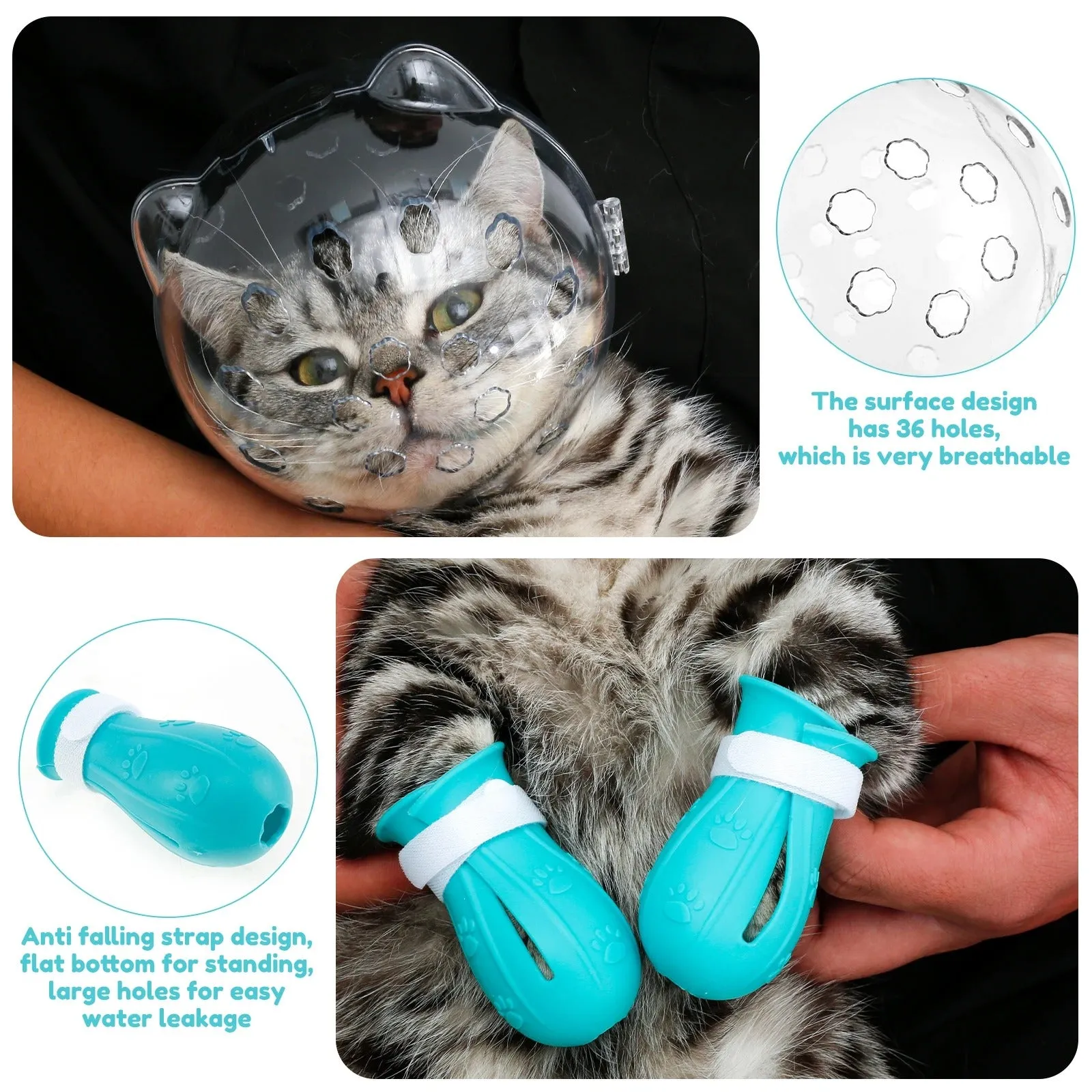 Cat Muzzle Pet Grooming Cover Breathable Helmet