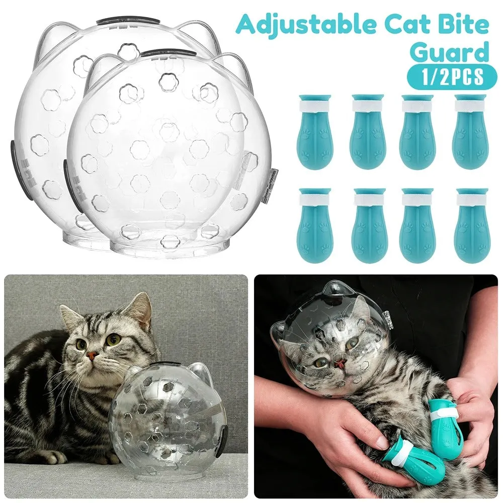 Cat Muzzle Pet Grooming Cover Breathable Helmet