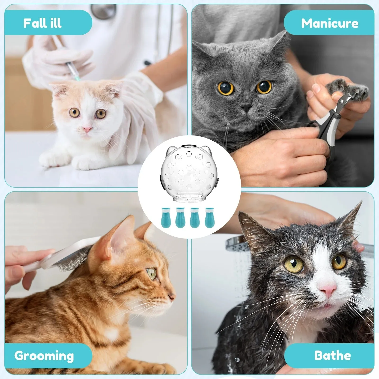 Cat Muzzle Pet Grooming Cover Breathable Helmet