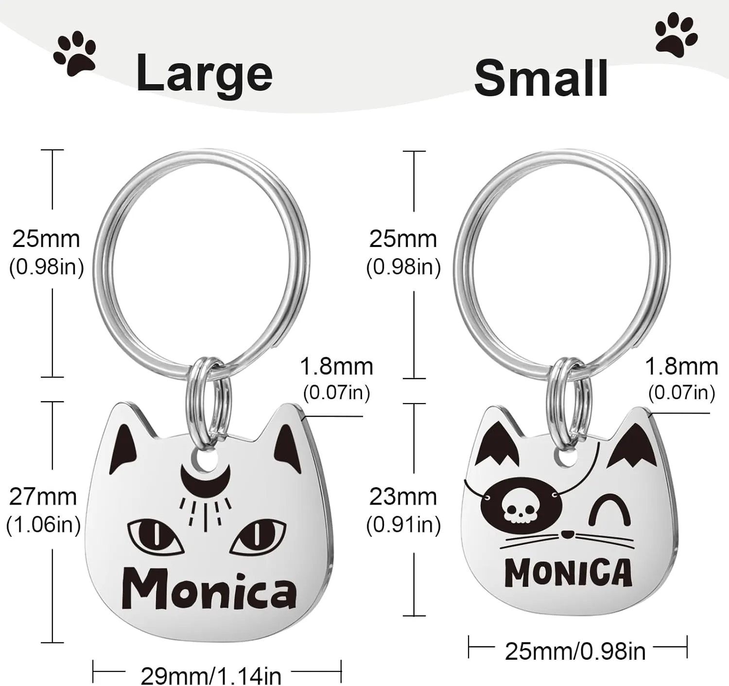 Cat Tags Personalized, Cat Dog ID Tag Custom Dogs Stainless Steel Name Tag Customized Pet Tags Both Side Engravable Kitten Puppy Name Tags(Blue, S)