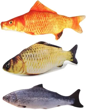 Catnip Toys Set Simulation Fish Shape Doll Interactive Pets Pillow Chew Bite Supplies for Cat/Kitty/Kitten Fish Flop Cat Toy Catnip Crinkle Toys 3PCS (CAOY-3PCS)