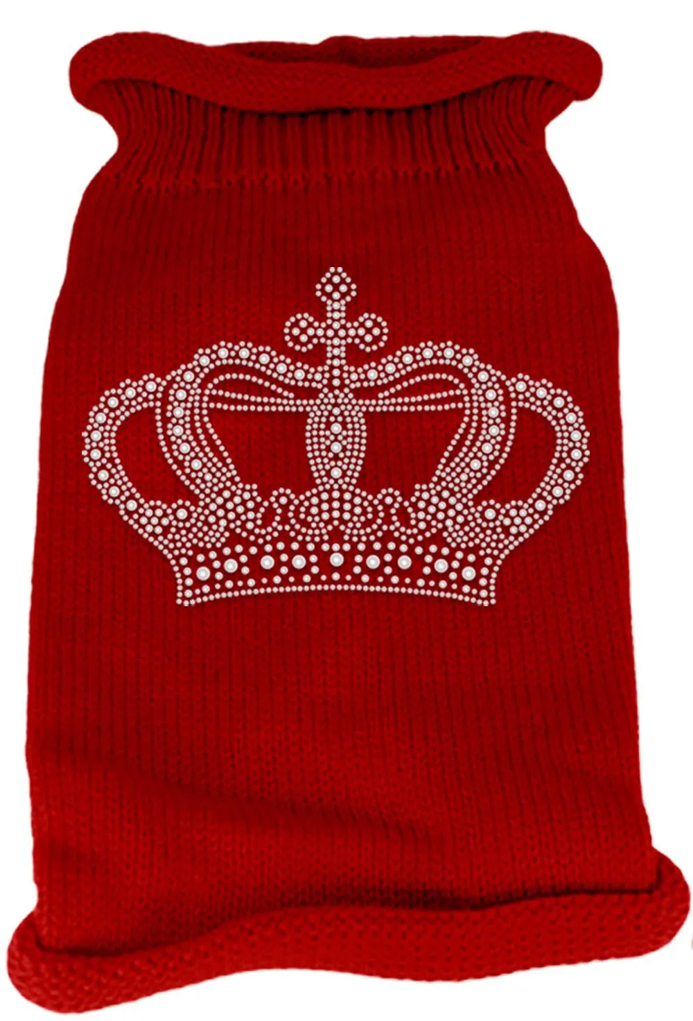 Crown Rhinestone Knit Pet Sweater XL Red