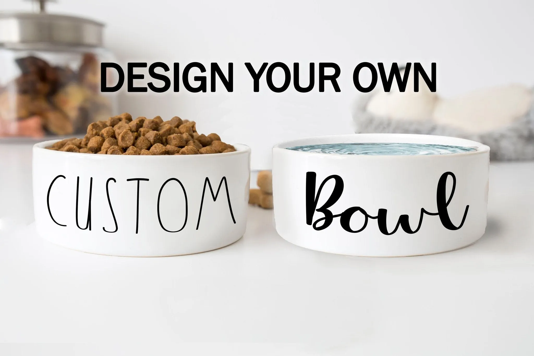Design Your Own Pet Food Bowl Ceramic 6" or 7" White