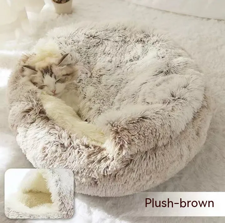 Dog And Cat Winter Warm Bed House for Pets Soft Long Plush - The Nevermore Pet Beds and Furniture