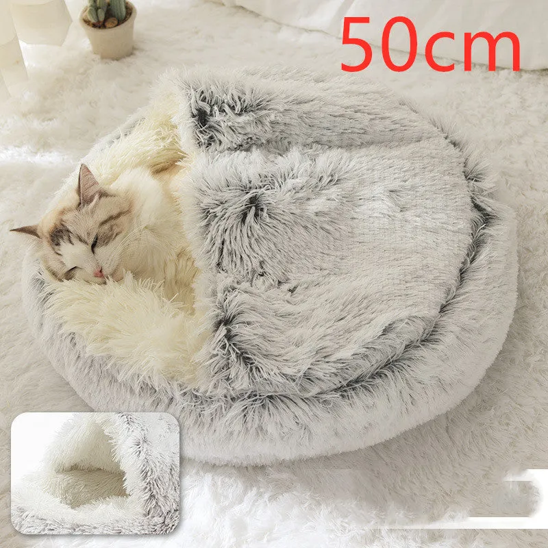 Dog And Cat Winter Warm Bed House for Pets Soft Long Plush - The Nevermore Pet Beds and Furniture