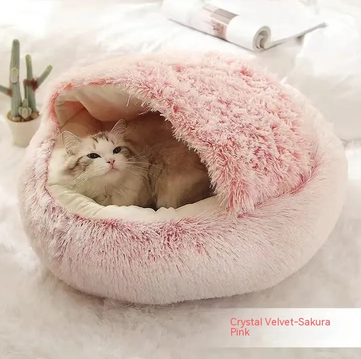 Dog And Cat Winter Warm Bed House for Pets Soft Long Plush - The Nevermore Pet Beds and Furniture