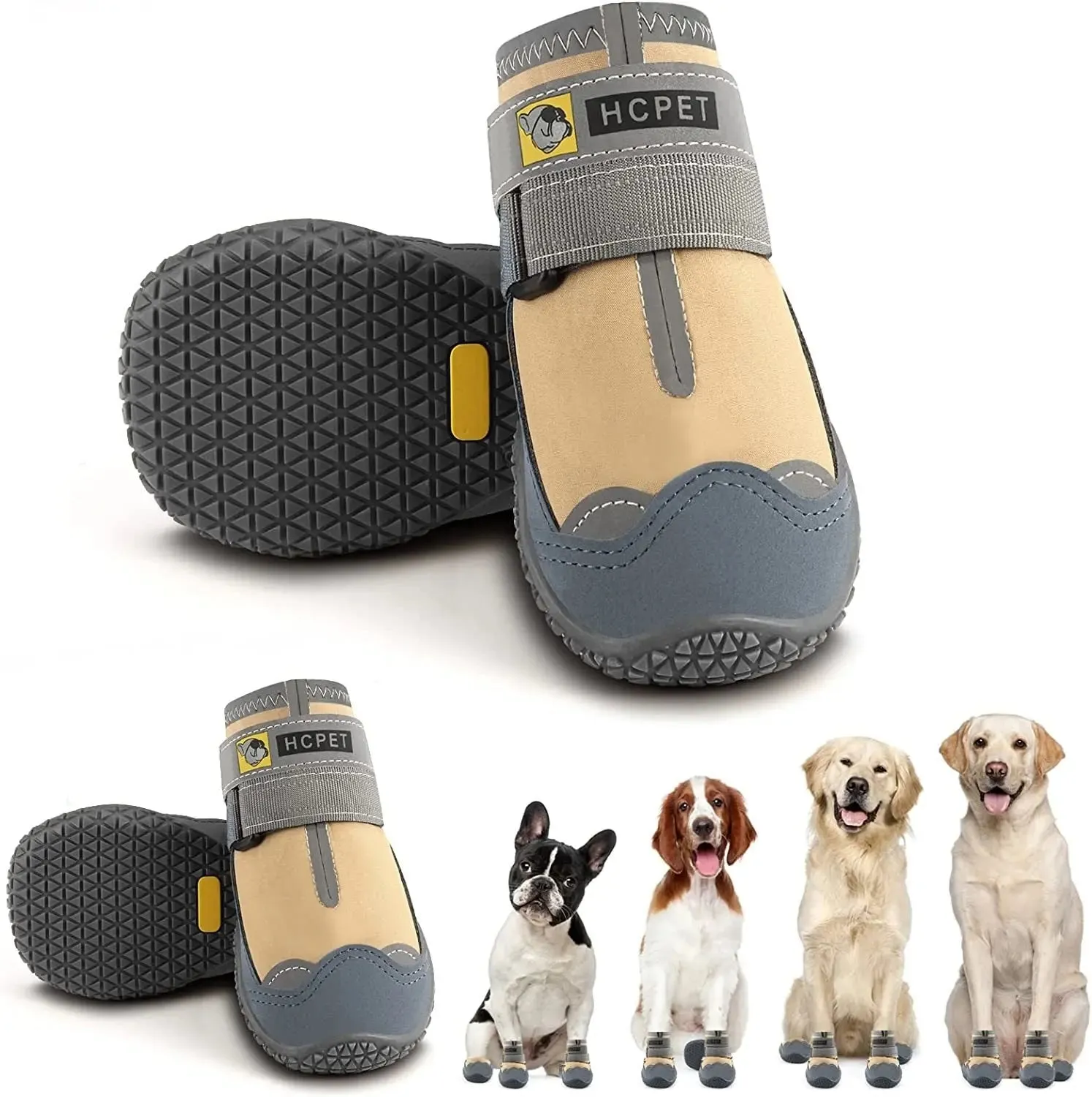 Dog Boots Breathable Dog Shoes for Small Medium Large Dogs; Waterproof Anti-Slip Puppy Booties Paw Protector for Hot Pavement Winter Snow Hiking with Reflective Straps 4PCS