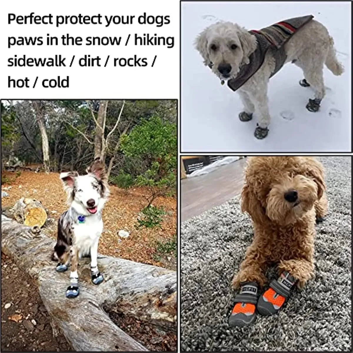 Dog Boots Breathable Dog Shoes for Small Medium Large Dogs; Waterproof Anti-Slip Puppy Booties Paw Protector for Hot Pavement Winter Snow Hiking with Reflective Straps 4PCS