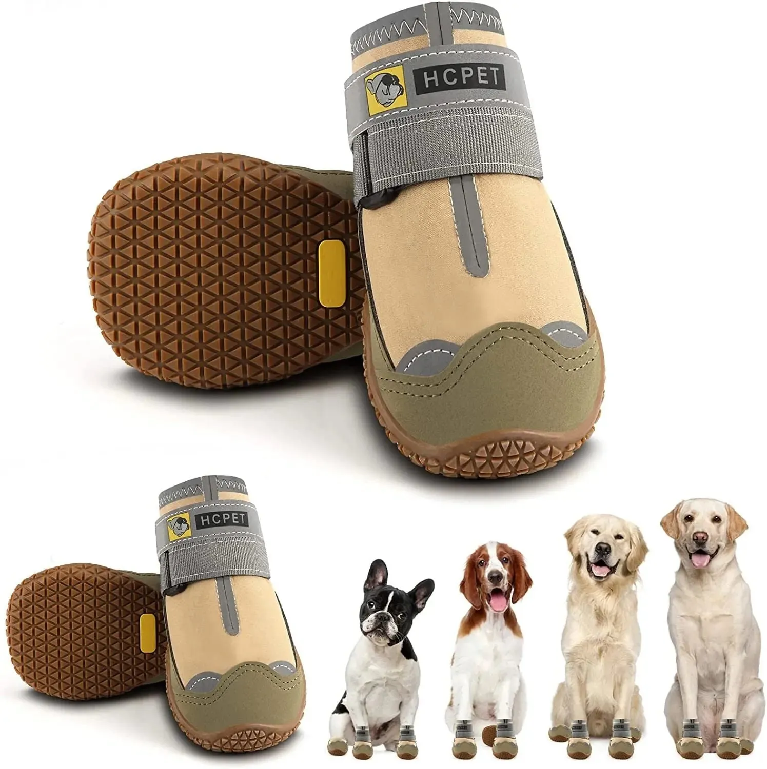Dog Boots Breathable Dog Shoes for Small Medium Large Dogs; Waterproof Anti-Slip Puppy Booties Paw Protector for Hot Pavement Winter Snow Hiking with Reflective Straps 4PCS