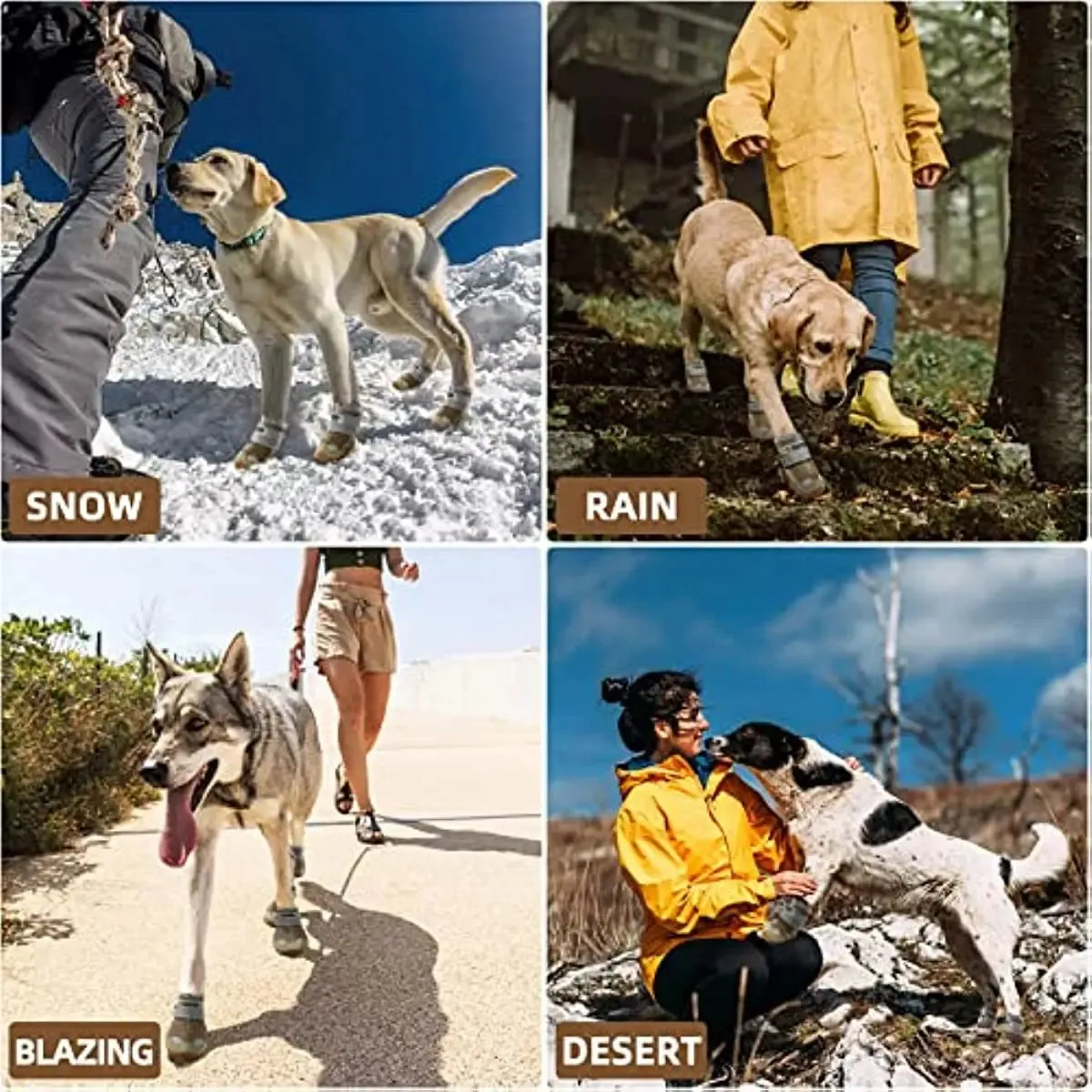 Dog Boots Breathable Dog Shoes for Small Medium Large Dogs; Waterproof Anti-Slip Puppy Booties Paw Protector for Hot Pavement Winter Snow Hiking with Reflective Straps 4PCS