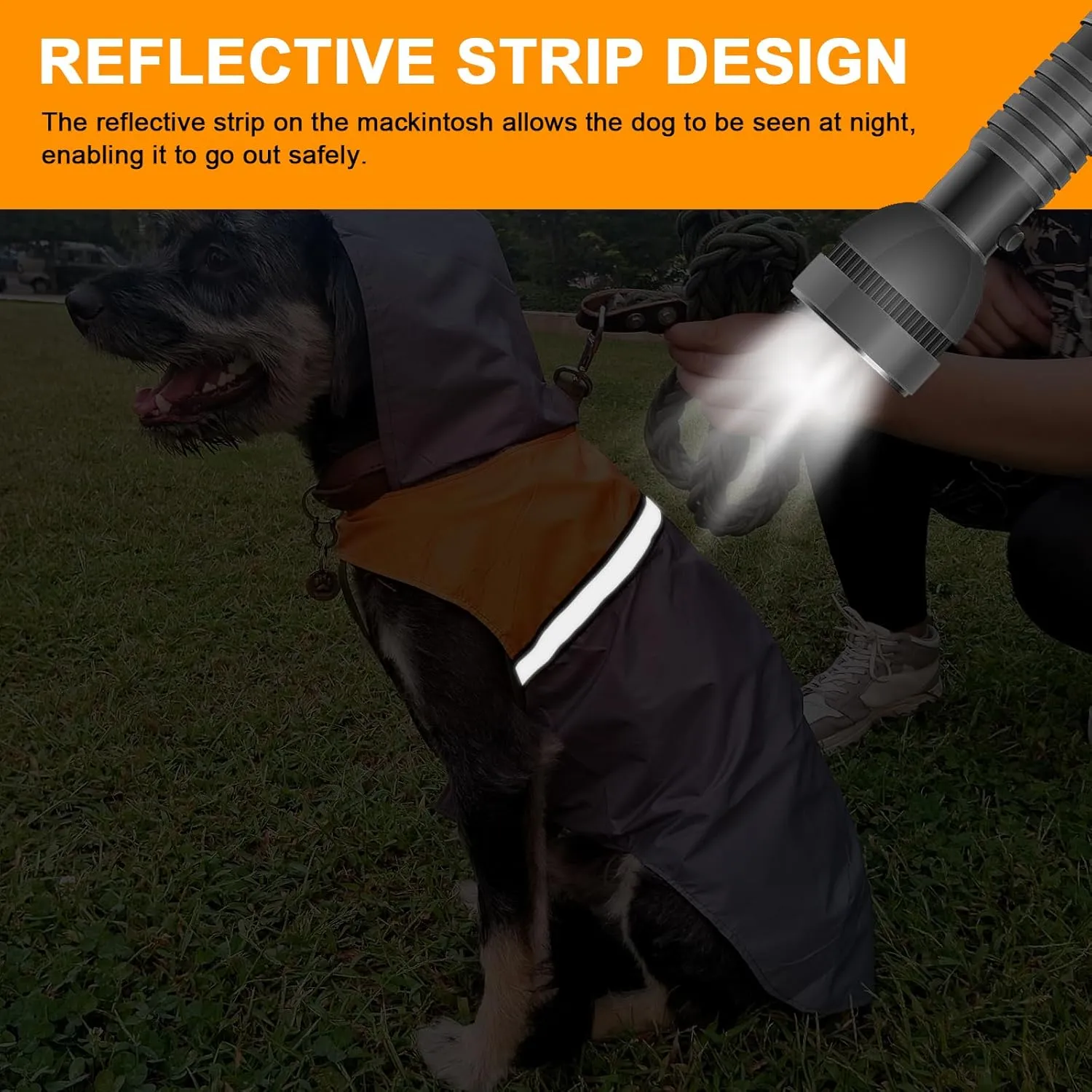 Dog Raincoat with Reflective Strip, Ultra Light Breathable Waterproof Dog Rain Jacket, Adjustable Waterproof Dog Raincoat with Hood, Suitable for Small, Medium, and Large Dogs (Grey, L)