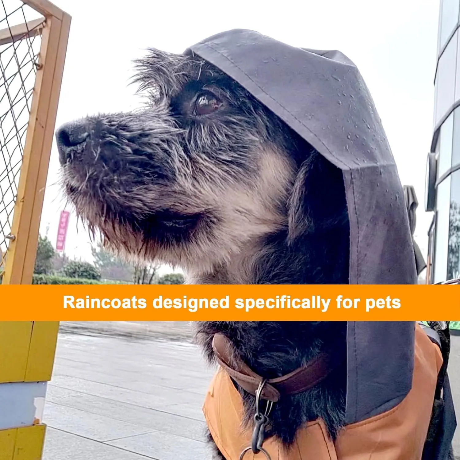 Dog Raincoat with Reflective Strip, Ultra Light Breathable Waterproof Dog Rain Jacket, Adjustable Waterproof Dog Raincoat with Hood, Suitable for Small, Medium, and Large Dogs (Grey, L)
