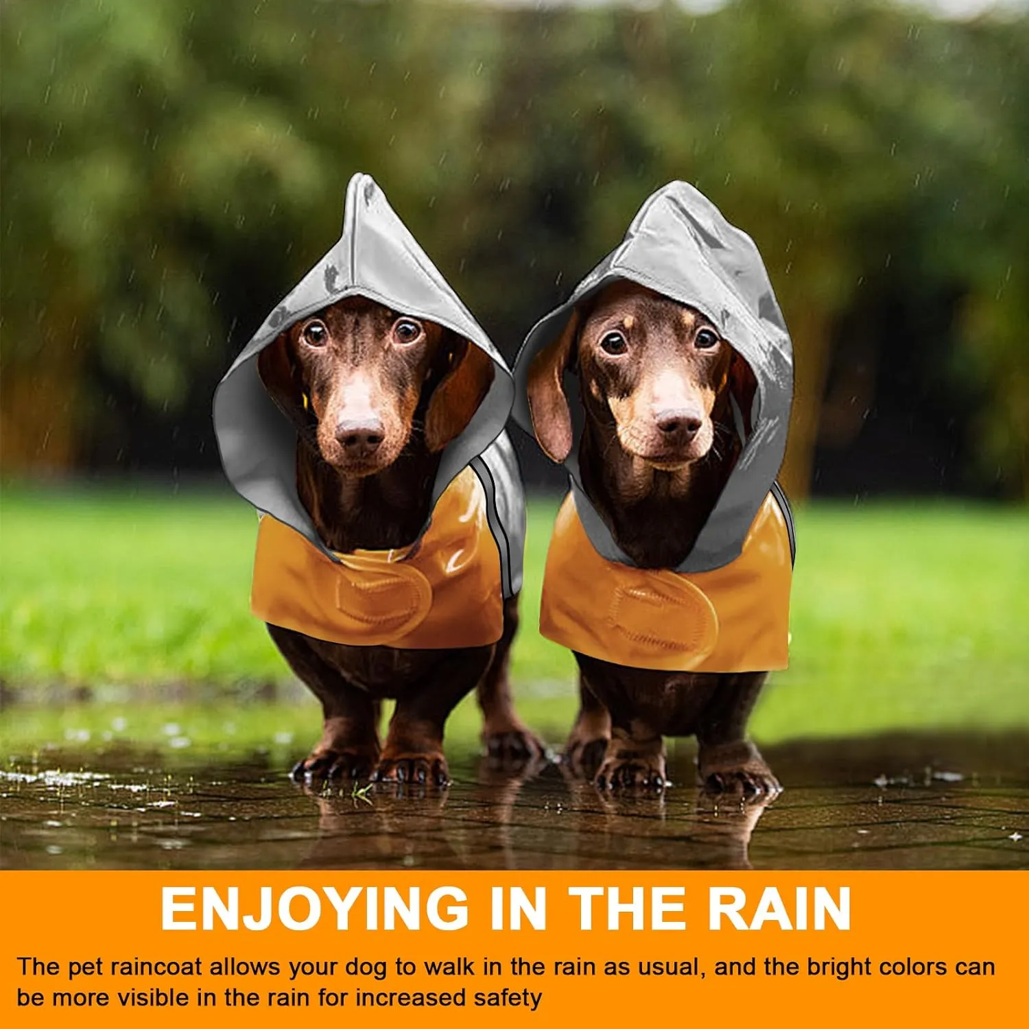 Dog Raincoat with Reflective Strip, Ultra Light Breathable Waterproof Dog Rain Jacket, Adjustable Waterproof Dog Raincoat with Hood, Suitable for Small, Medium, and Large Dogs (Grey, L)