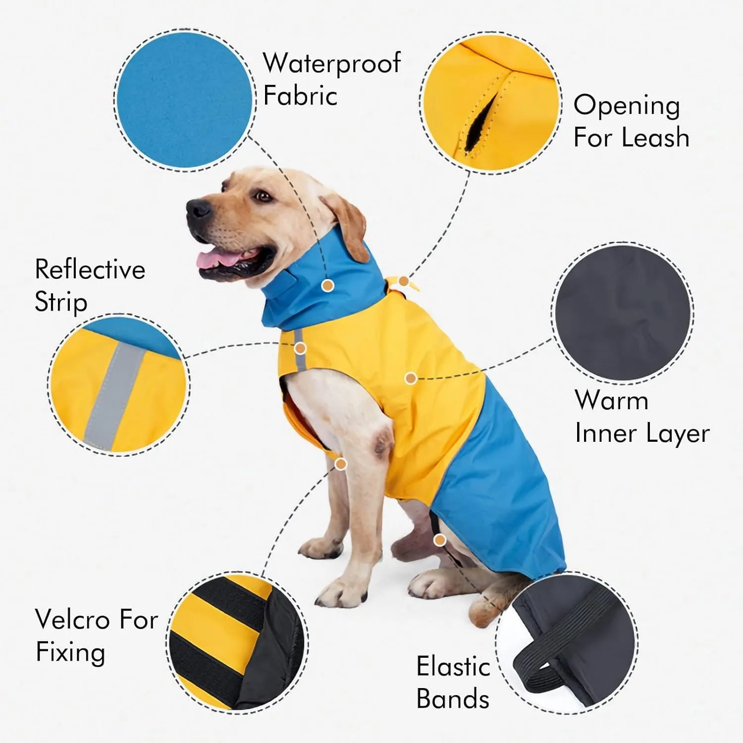 Dog Warm Coats - Windproof Dog Winter Outdoor Jackets Cold Weather Coats for Dog Waterproof Dog Raincoats with Hole for Dog Leash,Black Blue M