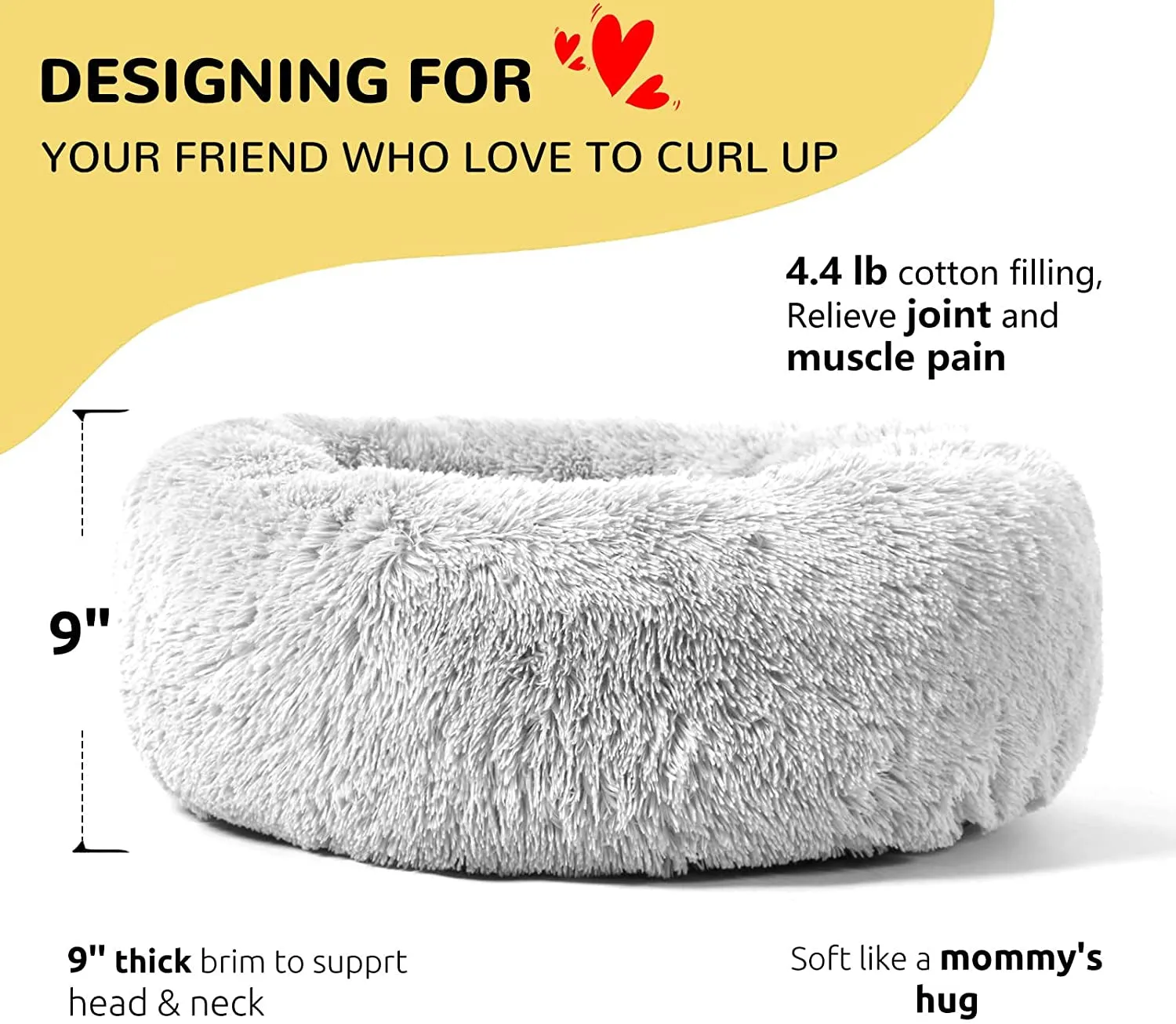 Donut Dog Bed Cuddler, for Medium Large Dogs,