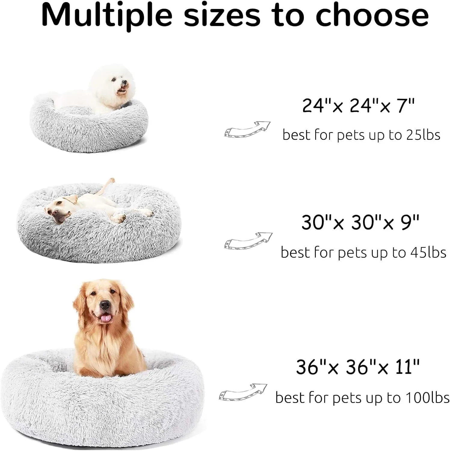 Donut Dog Bed Cuddler, for Medium Large Dogs,