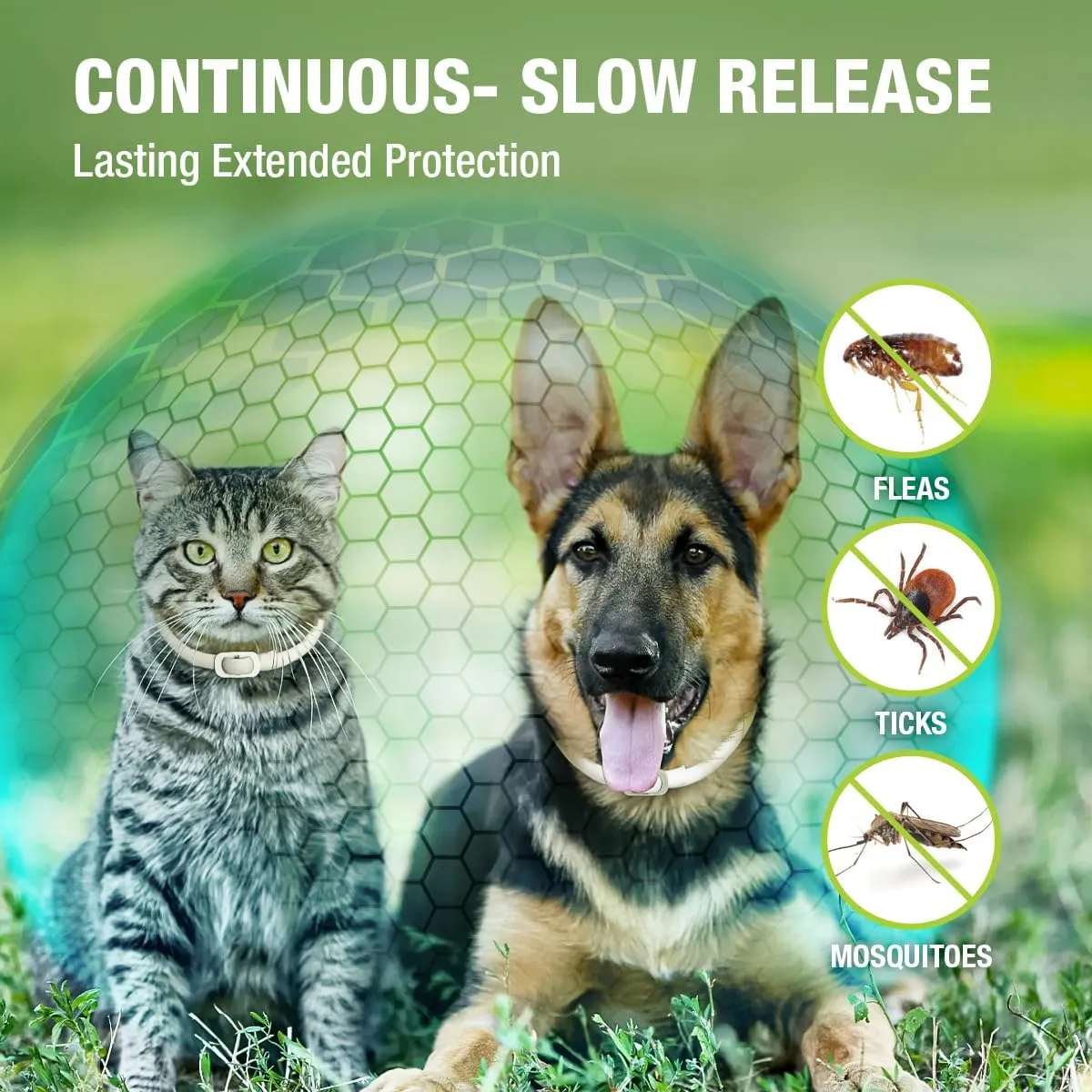 EcoVenger Flea & Tick Collar Repellent 2-Pack White, Fits Both Dogs & Cats, Built-in Pant-Based Formula Strong Repellency Slow Release, Lasting Deterrence and Protection, Pleasant Aroma, Waterproof