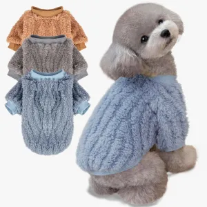 FabriCastle Dog Sweater, 3-Pack Dog & Cat Clothes, Ultra Soft and Warm Pet Jackets XXS XS for Small Dogs Boy, Winter Pet Apparel Costumes, Puppy Outfits (Blue,Grey,Doe, XX-Small)