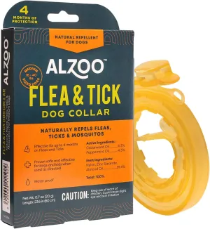 Flea & Tick Dog Collar, Helps Protects from Fleas, Ticks & Mosquitoes, 100% Plant-Based Active Ingredients, Up to 4 Months Protection, for Medium-Sized Dogs: 16-40 lbs, Single
