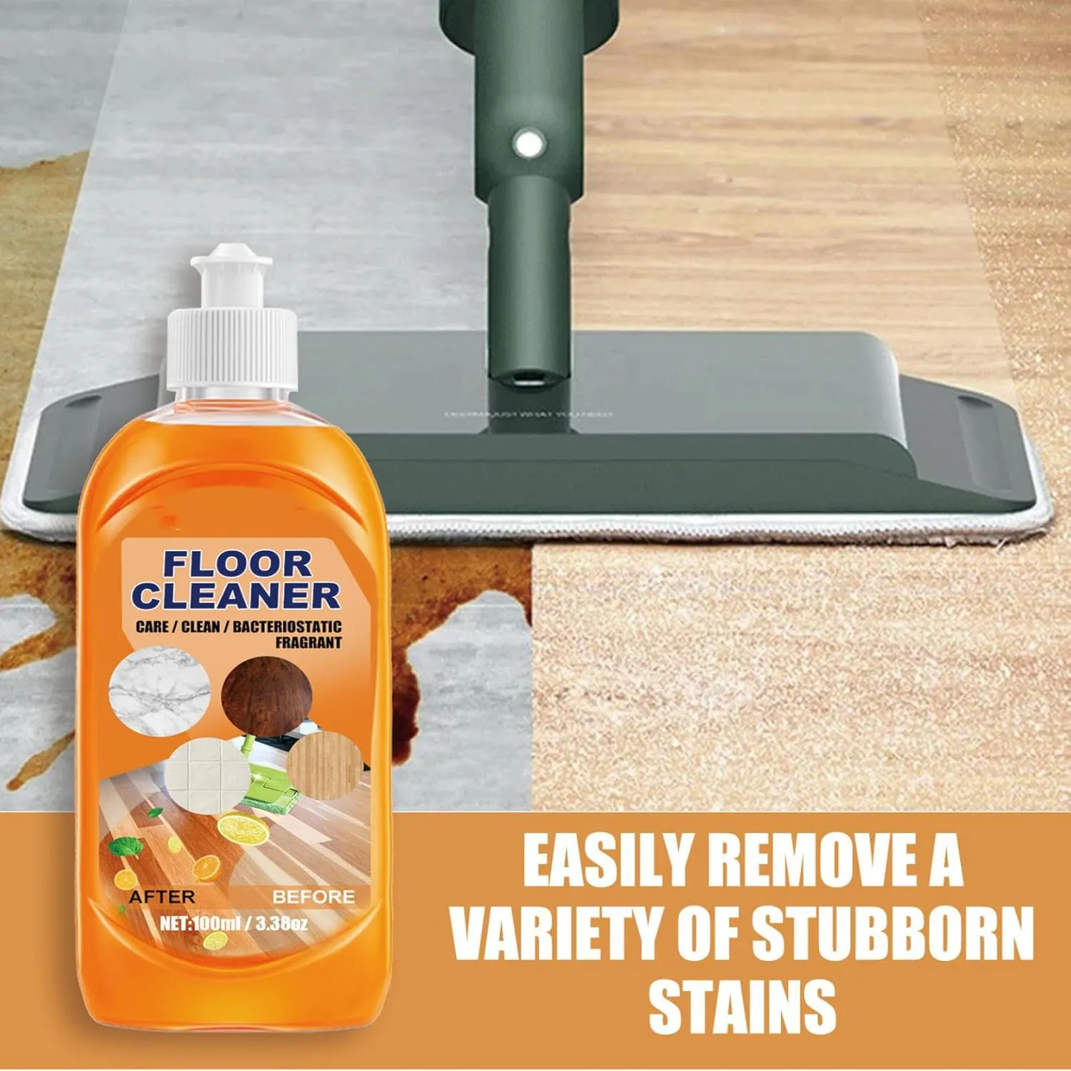 Floor Cleaner Spray, Multi- Vinegar Polish Floor Cleaner and Household Cleaner, All Purpose Floor Cleaner, Floor Cleaner Orange, Floor Cleaner Liquid, Multi-purpose Cleaning (2, A)