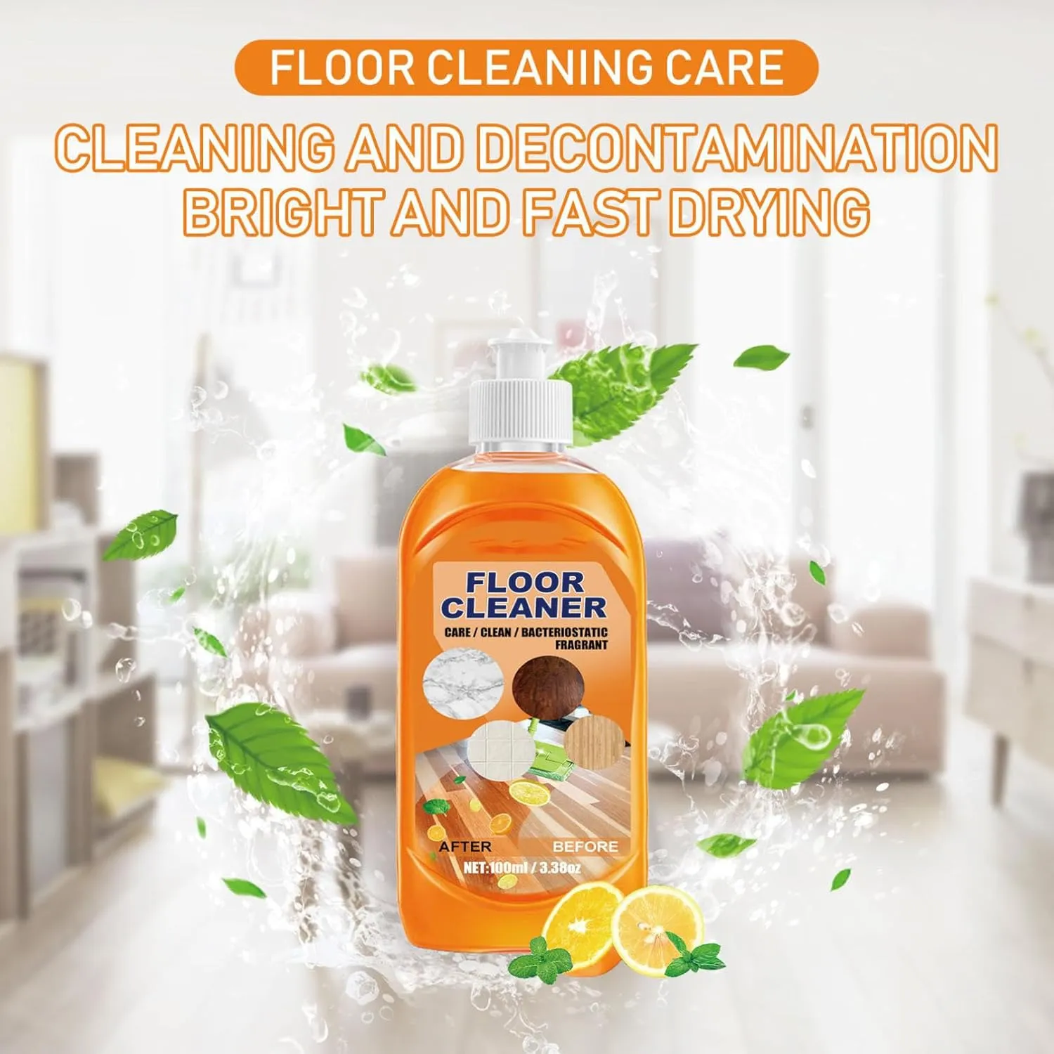 Floor Cleaner Spray, Multi- Vinegar Polish Floor Cleaner and Household Cleaner, All Purpose Floor Cleaner, Floor Cleaner Orange, Floor Cleaner Liquid, Multi-purpose Cleaning (2, A)
