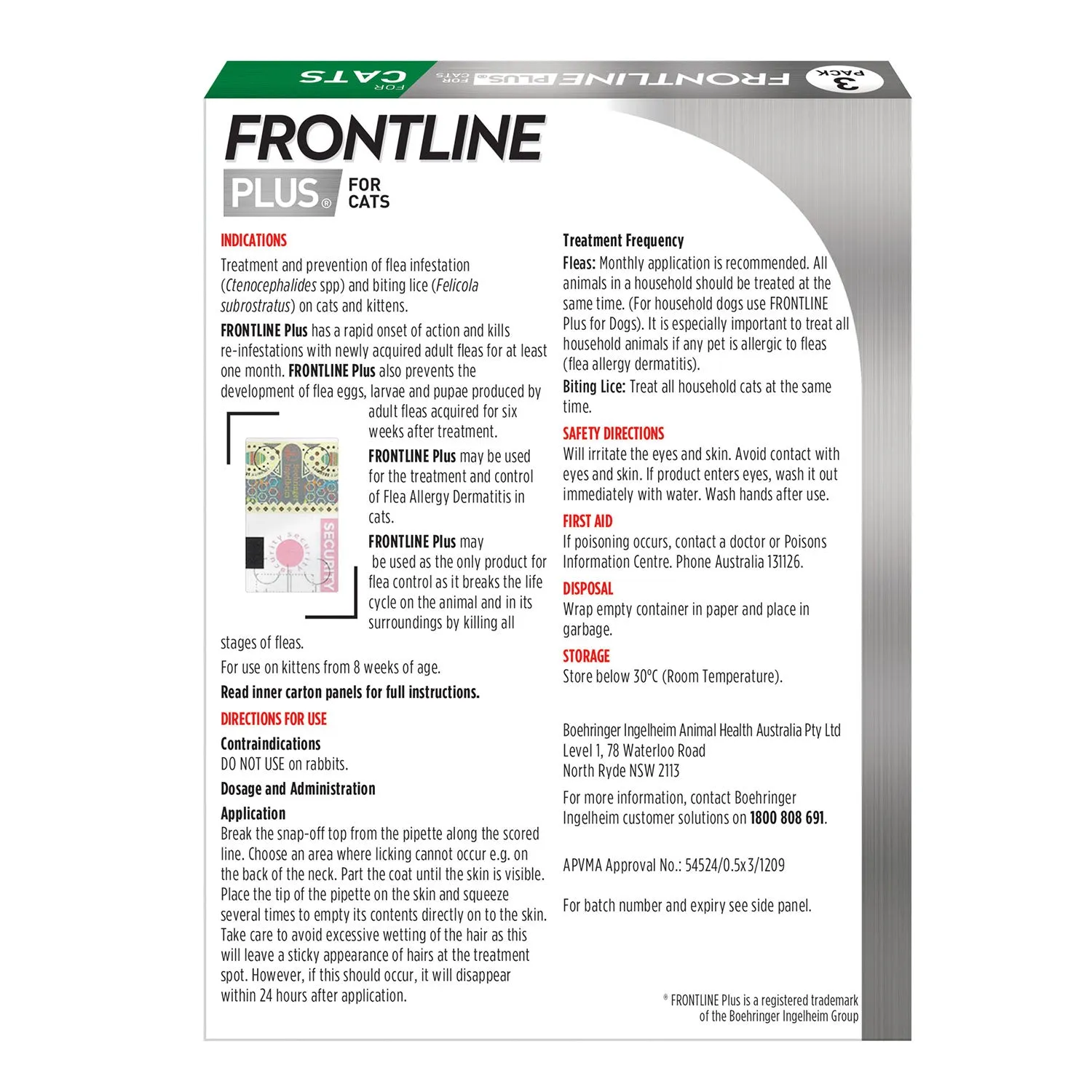 Frontline Plus Flea Treatment For Cats Green